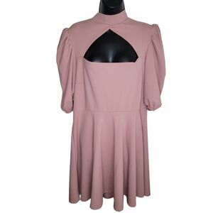 Boohoo mauve cutout mock neck dress size 14